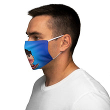 Load image into Gallery viewer, James C. Fan Art: Snug-Fit Polyester Face Mask (Blue,) Two Faced With Martine Beerman
