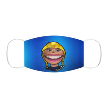 Load image into Gallery viewer, Emma C. Fan Art: Snug-Fit Polyester Face Mask (Blue,) Two Faced With Martine Beerman
