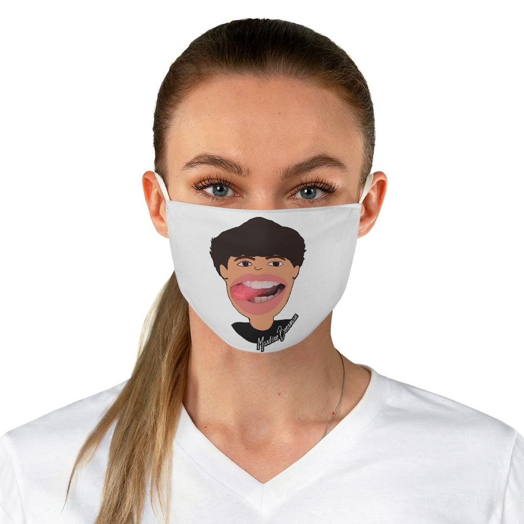 David D. Fan Art: Fabric Face Mask (White,) Two Faced With Martine Beerman