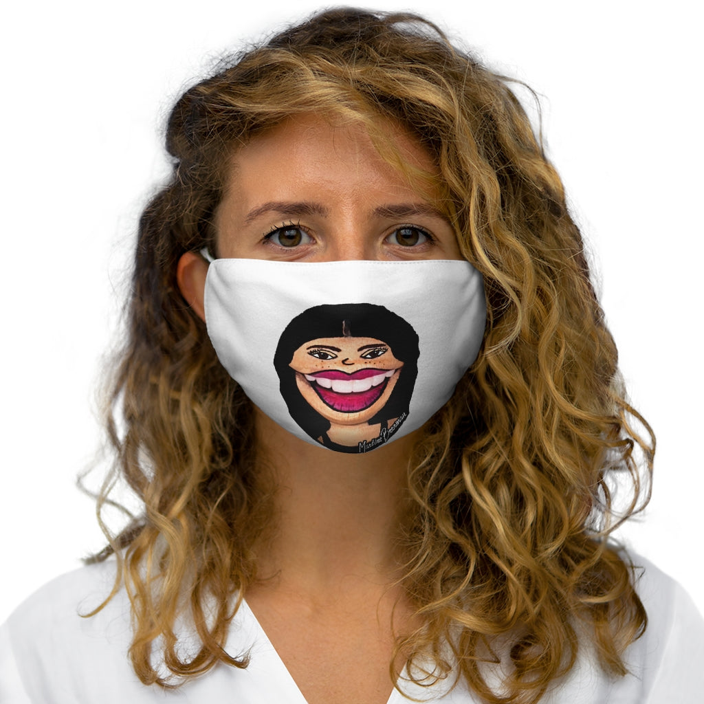 Dixie D. Fan Art: Snug-Fit Polyester Face Mask (White,) Two Faced With Martine Beerman