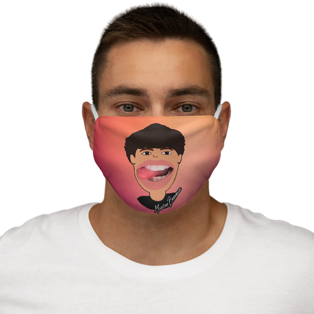 David D. Fan Art: Snug-Fit Polyester Face Mask (Peach,) Two Faced With Martine Beerman